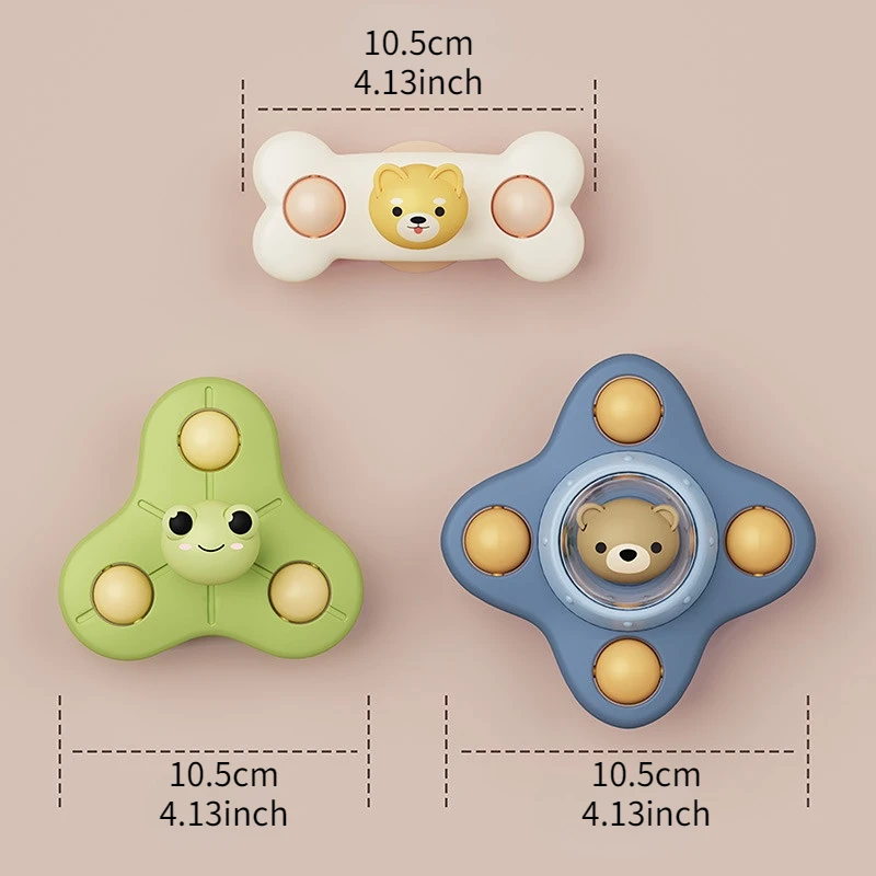 Baby Toys Suction Cup Spinner Toys for Toddlers Bear Hand Fidget Spinner Sensory Toys Stress Relief Baby Games Rotating Rattles