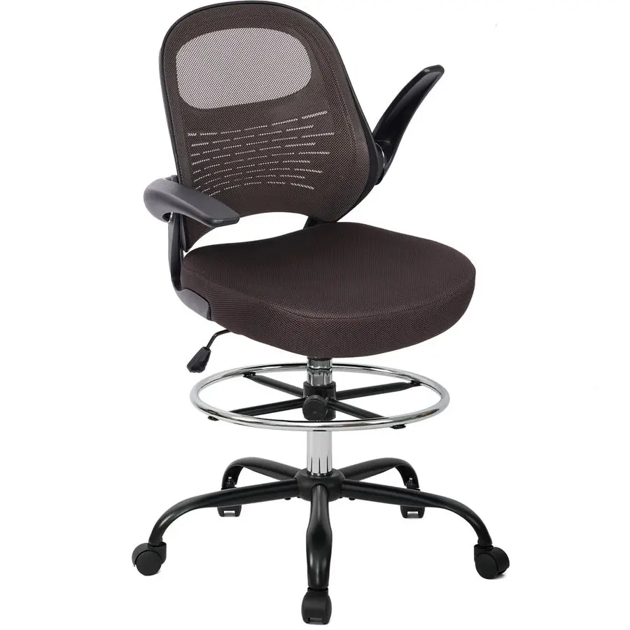 Sedia da disegno alta Sedia da scrivania in piedi con braccioli ribaltabili, sedia da ufficio ergonomica ad altezza regolabile con anello poggiapiedi alto S