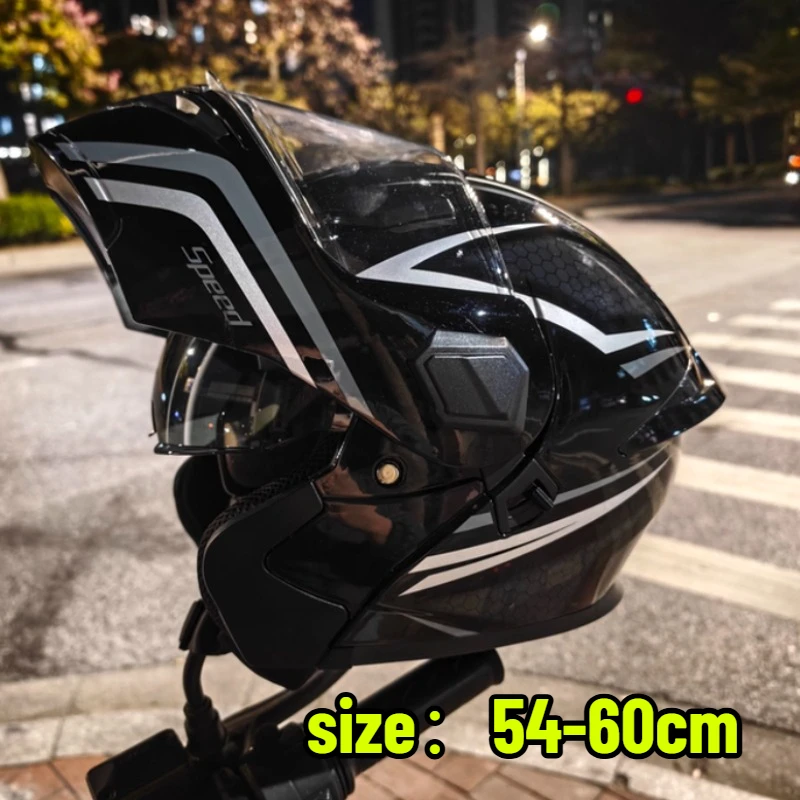 

54-60CM Motorcycle Helmet, Modular Flipped Full Face Helmet, Long-distance Off-road Helmet with Built-in Sunshade