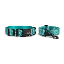 Personalized Pet Collar Customized Nameplate ID Adjustable Green Zebra Soft Fiber Cat Dog Collars Lead Leash