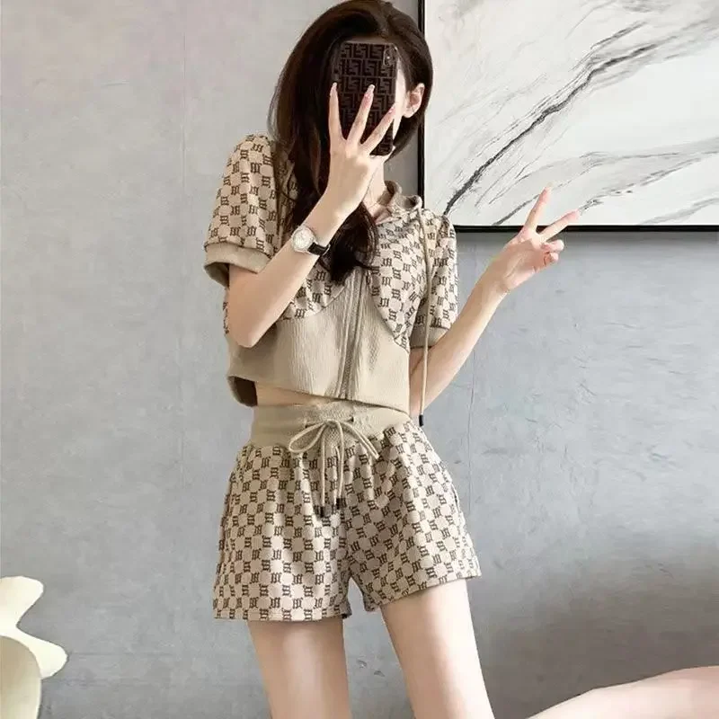 Stylish Female Shorts Summer Fashion 2024 Chic And Elegant Women's Short Sets 2 Pieces Tailoring Cheap Korean Style Offers Kit