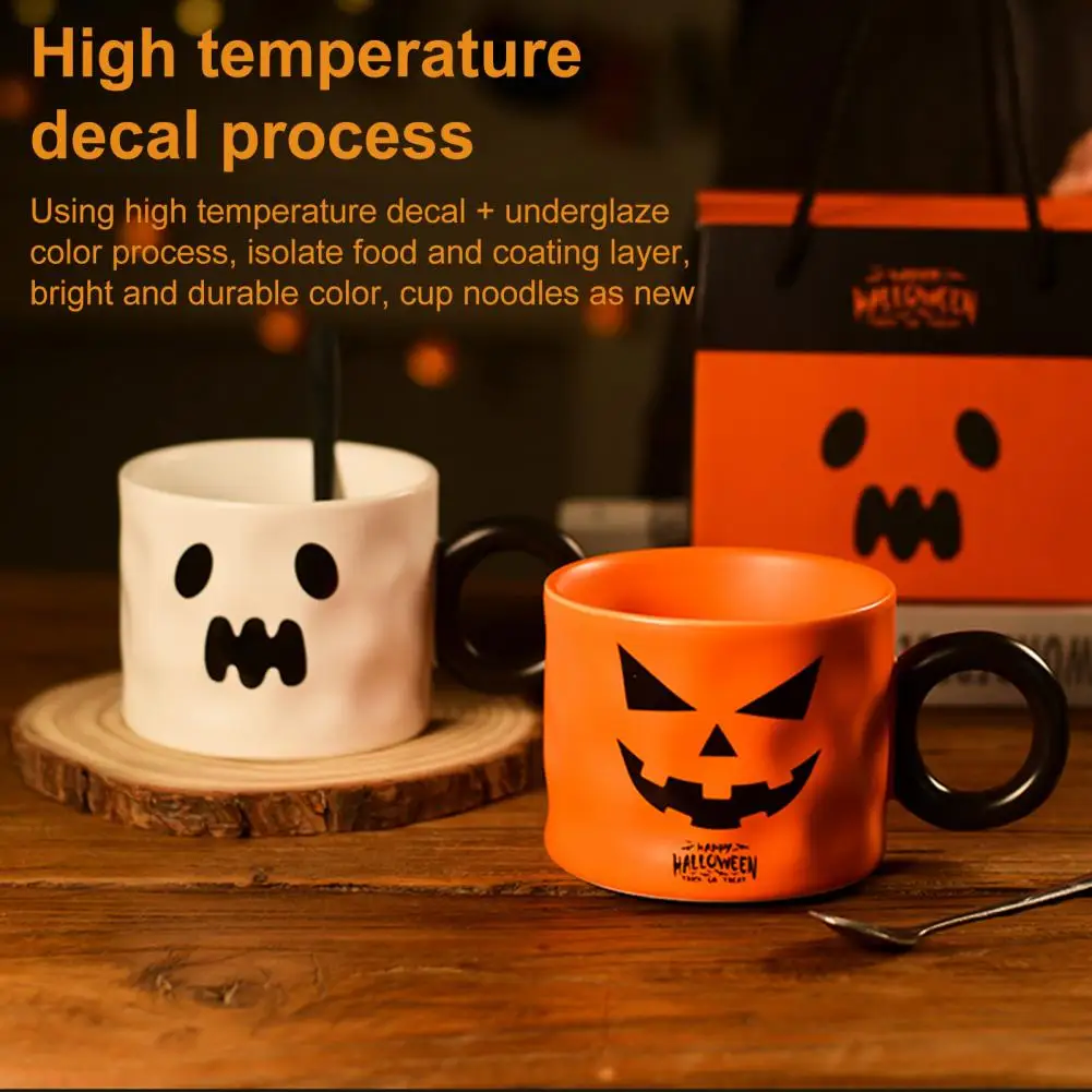 Festive Halloween Cup Spooky Pumpkin Ceramic Coffee Cup Set 16oz Halloween Mug with Spoon Happy Halloween Pattern for Adults