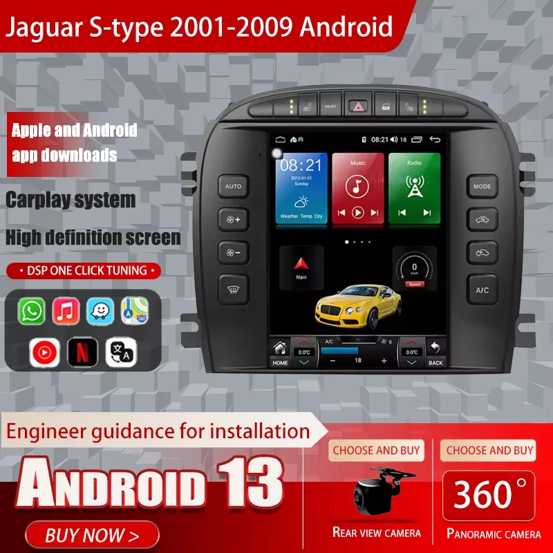 

8+128G For Jaguar S-type 2001-2009 Android 14 Car radio ​Stereo GPS Navigation Autoradio Head MultimediaUnit Multimedia
