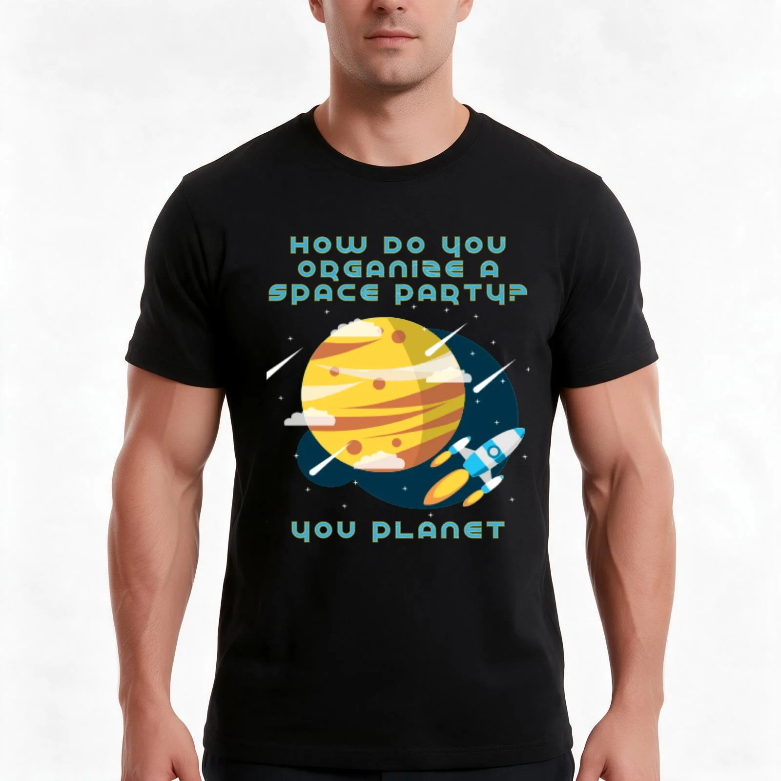 How do you organize a Space Party? You Planet T-Shirt, Summer Casual Cotton Tee, Oversized Streetwear Tops, Unisex Men Women