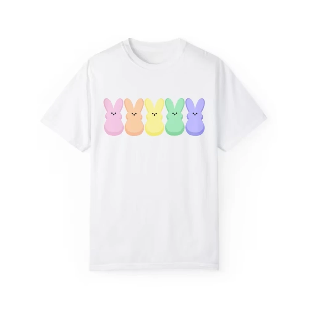 Peep my T-Shirt Candy Peeps Tee Spring Room Mom Egg Hunt Shirt Eggs and Bunnies Pastel Rainbow Easter Kawaii Y2k Short Sleeves