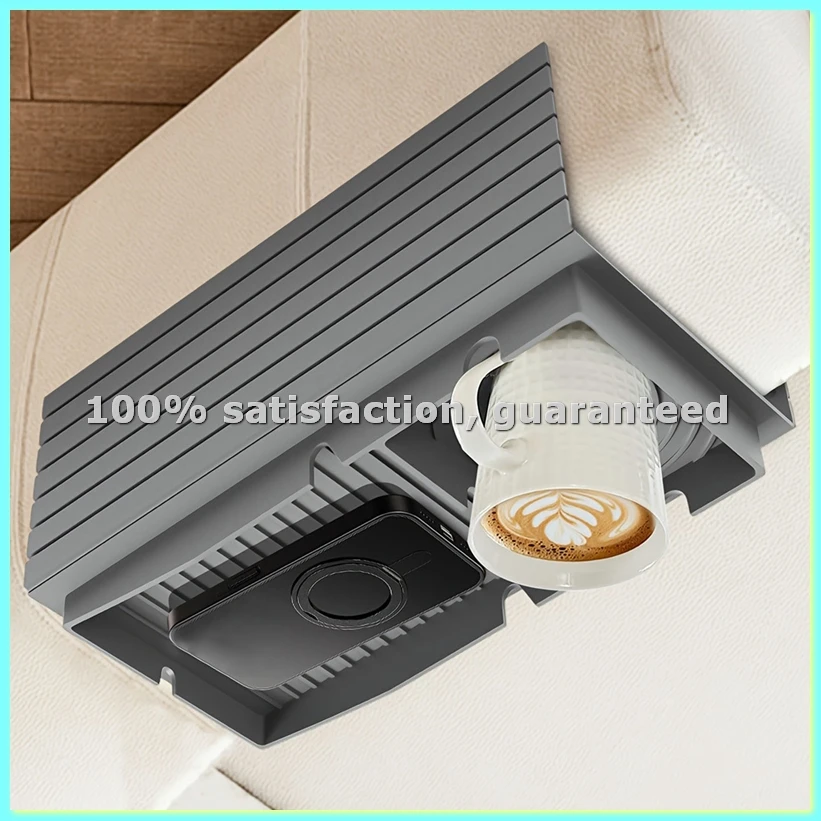 

Держатель для чашек на диван, поднос для подлокотника из силикагеля, портативный держатель для напитков и закусок, черный-AD23