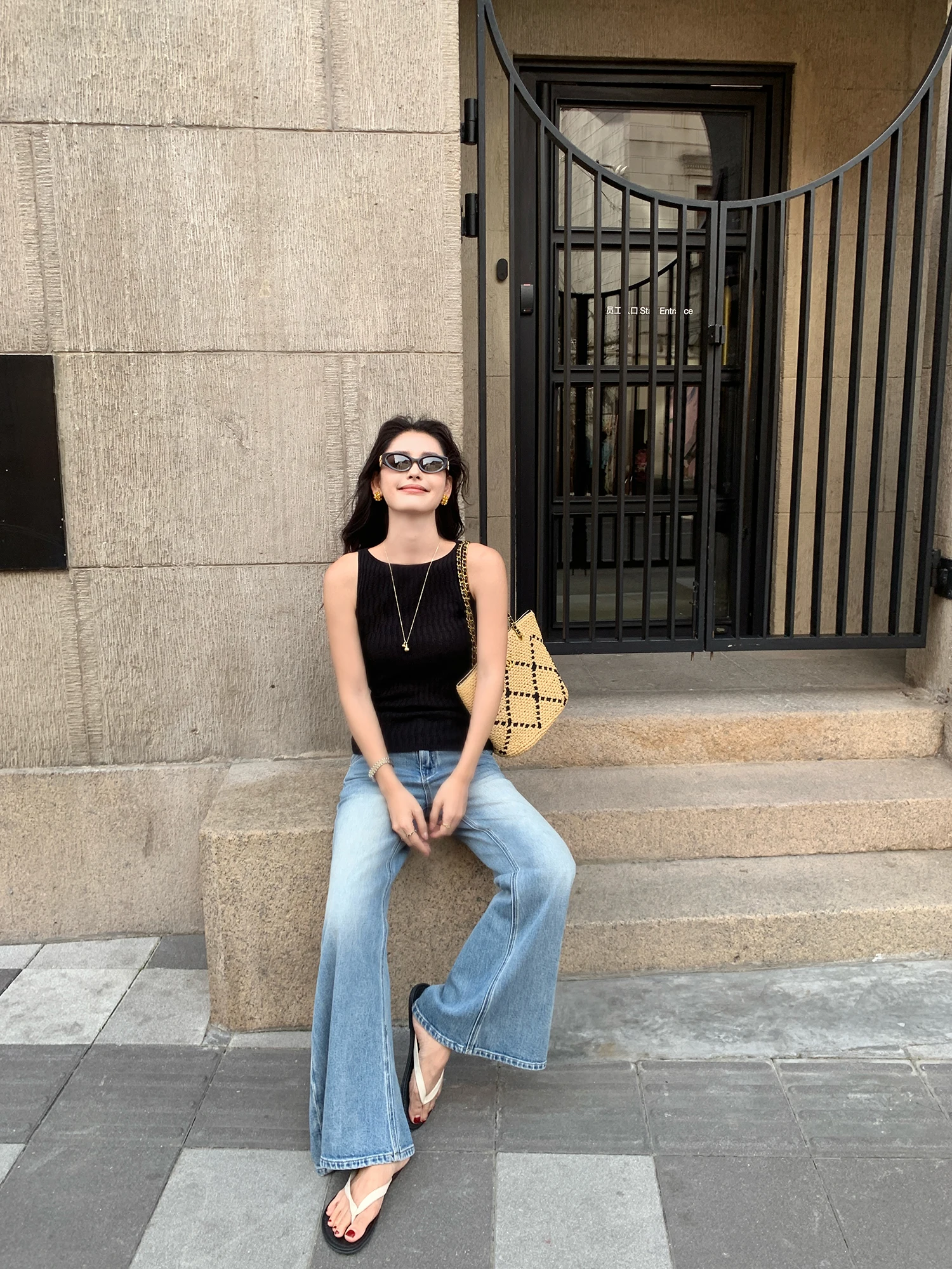

Pusumede Cleanfit Low Waist Flared Jeans Women's Stylish Commute Casual Flare Pants Cotton Standard Fit Summer Collection