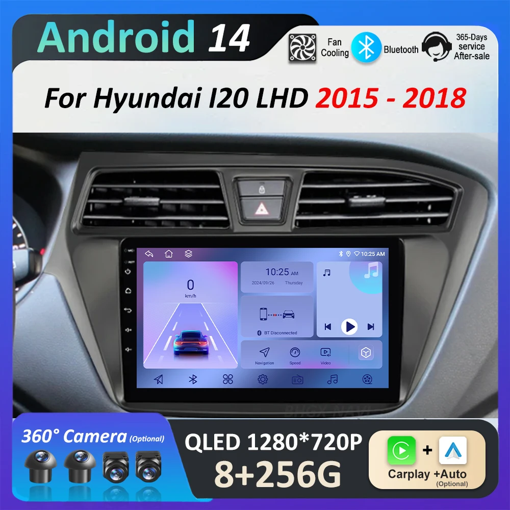 Carplay for Hyundai I20 Left Hand Drive 2015 - 2018 Android Car Audio Multimedia Player GPS Navi Split Screen Head Unit 4G+WiFi