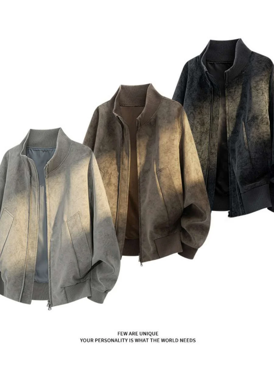 

Осенняя новинка: куртка в американском ретро-стиле с воротником-стойкой, из искусственной кожи с элементами пэчворка, свободного кроя, повседневная, для молодежи, весенний сезон