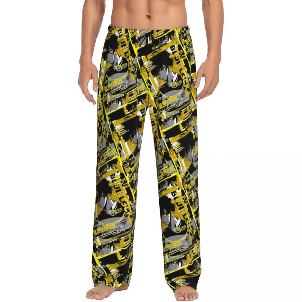 

B-Blues с принтом на заказ, пижамные штаны с L-образными носками, мужская одежда для сна, низ с карманами