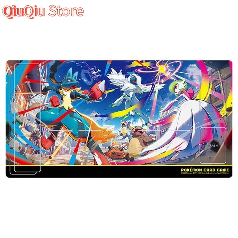 Tapete de jogo Pokémon Mega Evolution EX, 600x350mm - Gardevoir Lucario DIY antiderrapante de dupla utilização para batalha, presente de anime