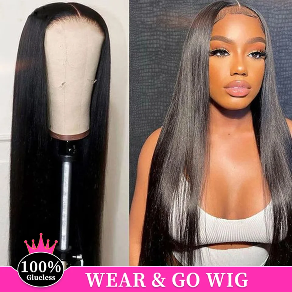 Glueless Wig Human Hair 6X4 5X5 Pre Cut Straight Lace Closure Human Hair Wigs Brazilian Ready To Wear Lace Wig Human Hair 180%