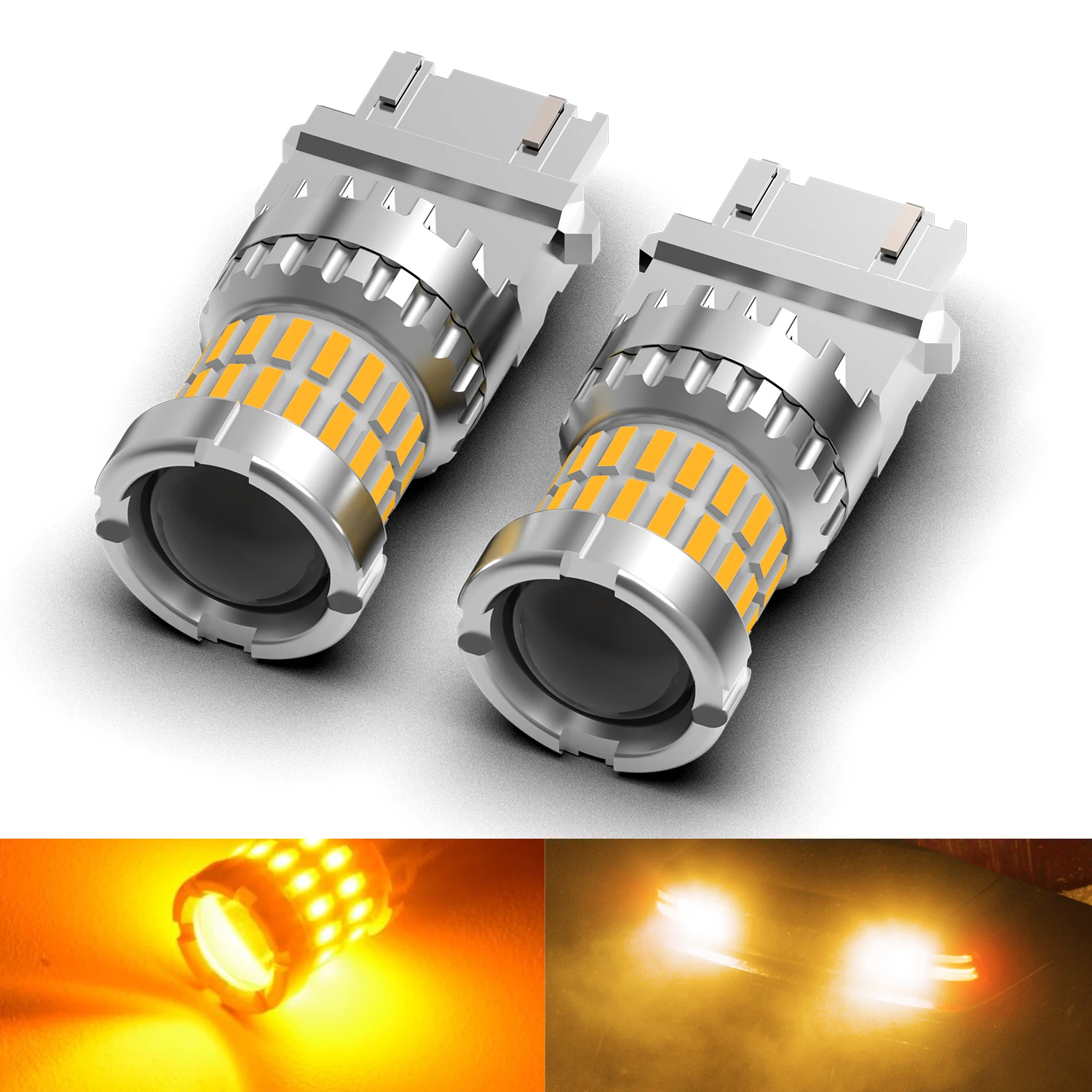 Katur 2pcs 3157 T25 Led Car Lights 4000Lm CSP Chips Amber Light High Power Auto Car Light Plug and Play For Ford Edge 2007~2015