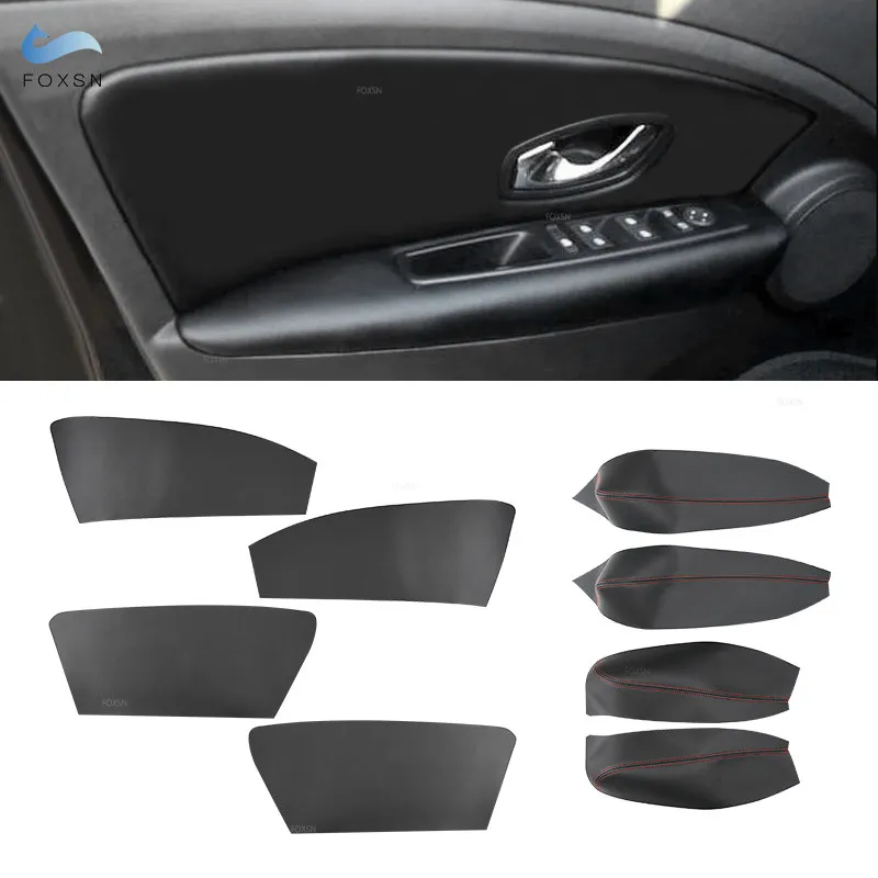 For Renault Megane 3 Microfiber Leather Car Interior Door Armrest Panel Cover Protective Trim with adhesive Tools