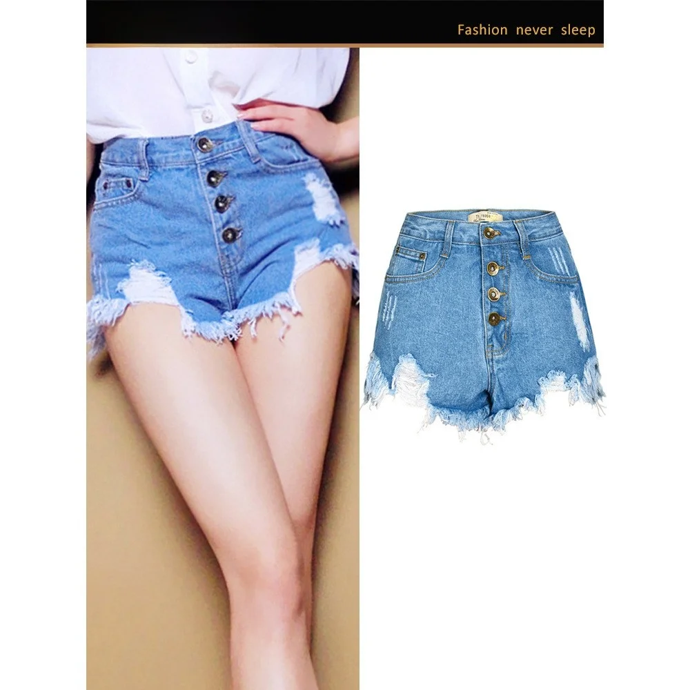 High Waist Super ort Waed Denim orts Tassel Detail Summer Hole Cut out Multi Button Jeans orts Cotton 00% Loose Fit