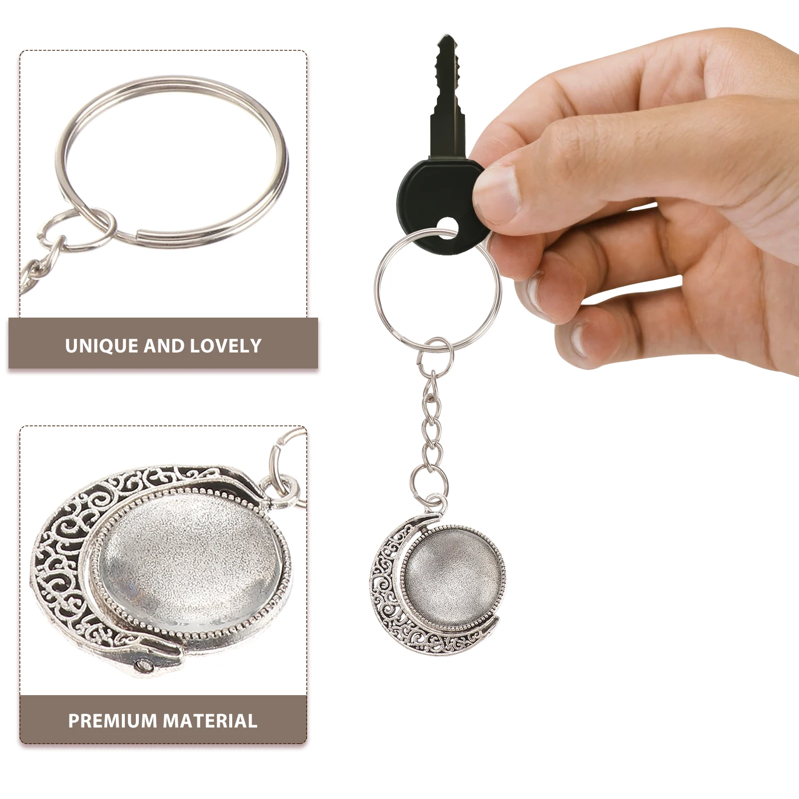 

1 set 1 Set Bezel Pendant Tray Glass Dome Tiles Diy Key Chain Craft Decor Alloy Metal Vintage Wedding Accessories Escort Card