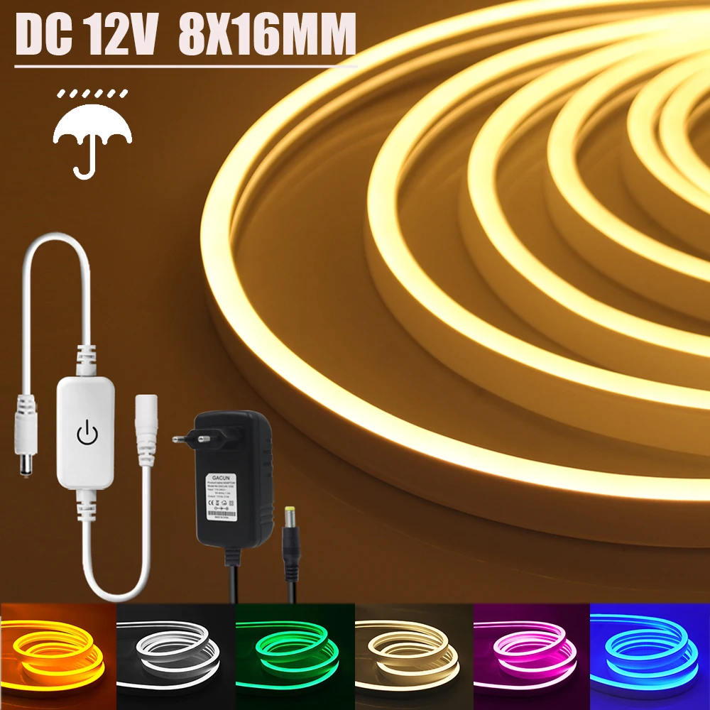 

Приглушаемая неоновая лента, 8x16 мм, 12 В постоянного тока, 120 светодиодов/м, домашний декор, белый/холодный синий/розовый/желтый/зеленый/розовый, гибкая лента, лента для волос