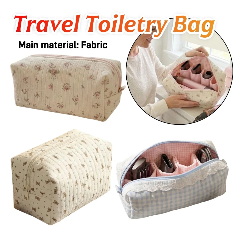 Toiletries Storage Bag with Zipper & Multi-compartments Pen Pouches Travel Cosmetic Bag Large Capacity for Women Ladies Girls