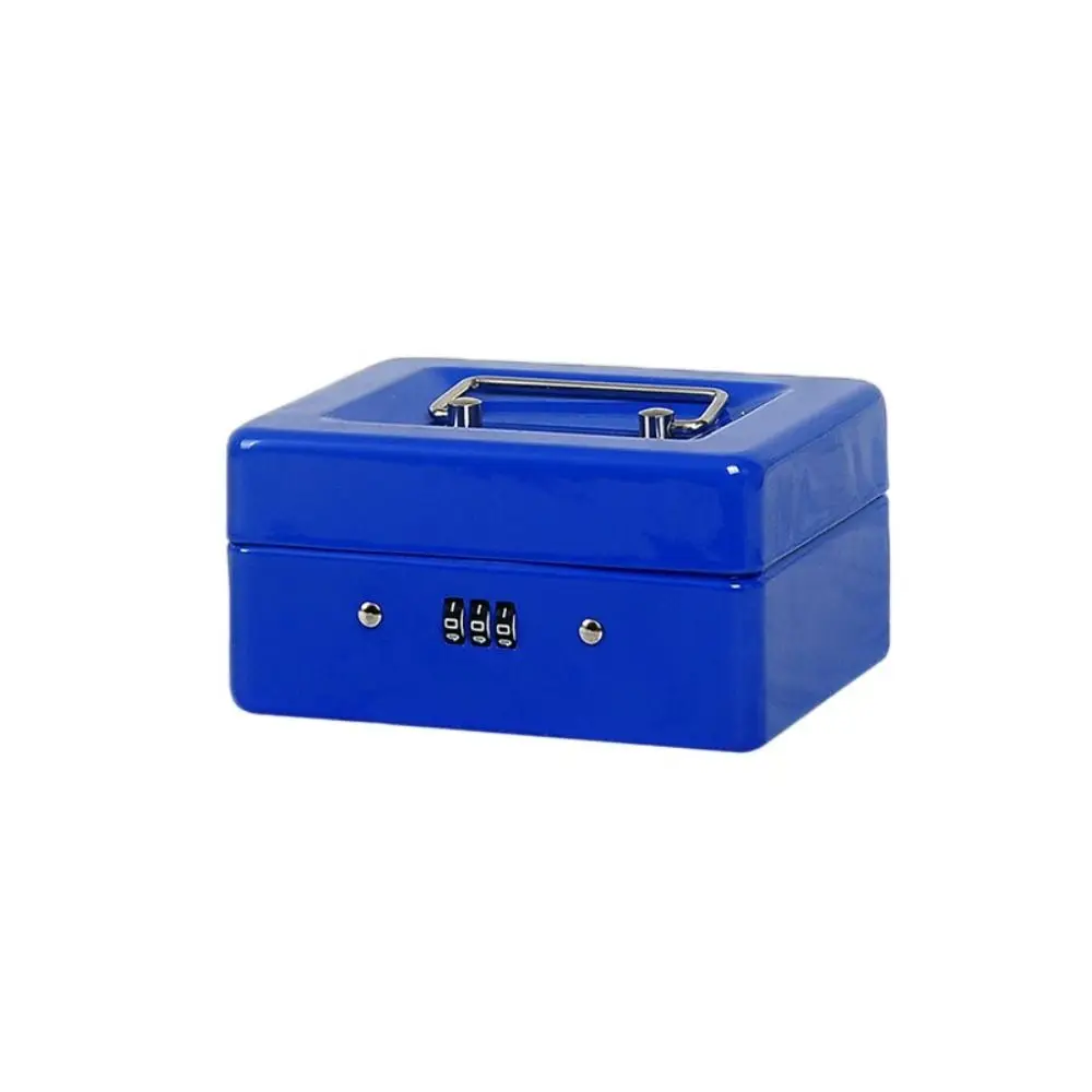 Small/Large Locking Cash Box Safe with Combination Lock Metal Money Box Double Layer Key Lock/ Password Money Saving Organizer