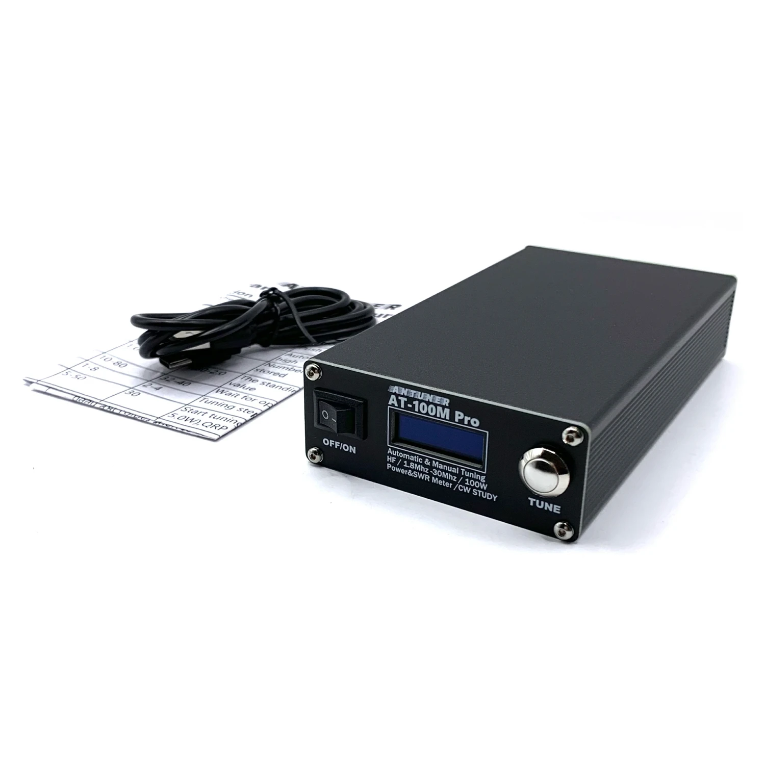 ANTUNER AT100M Pro 1.8 mhz-30 mhz 100 W Antenne Tuner Ondersteuning Morse Code Exerciser Staande Golf Meter Power meter Voor HF Radio