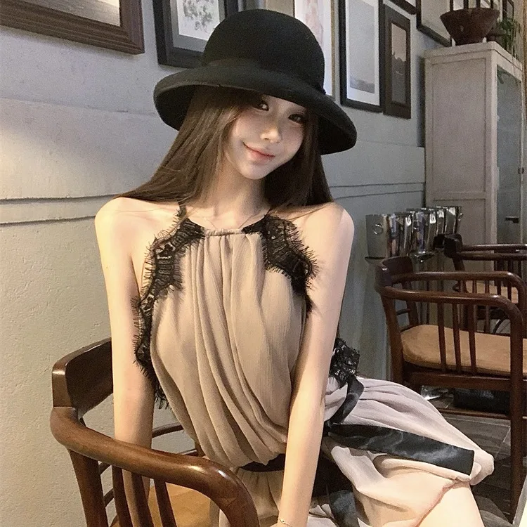 Falda romántica de empalme de encaje para mujer, cinturón colgante Dr Ne, estilo coreano, novedad de verano, Faion A-Line Dr