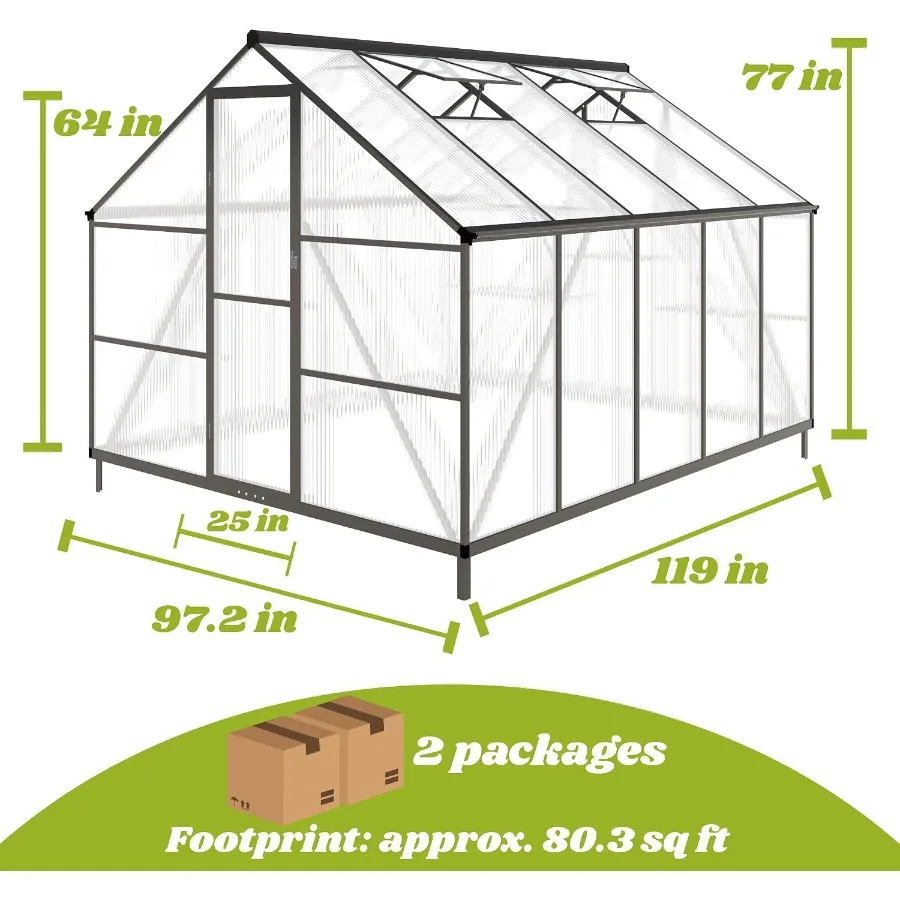 Feet Outdoor Polycarbonate Greenhouse