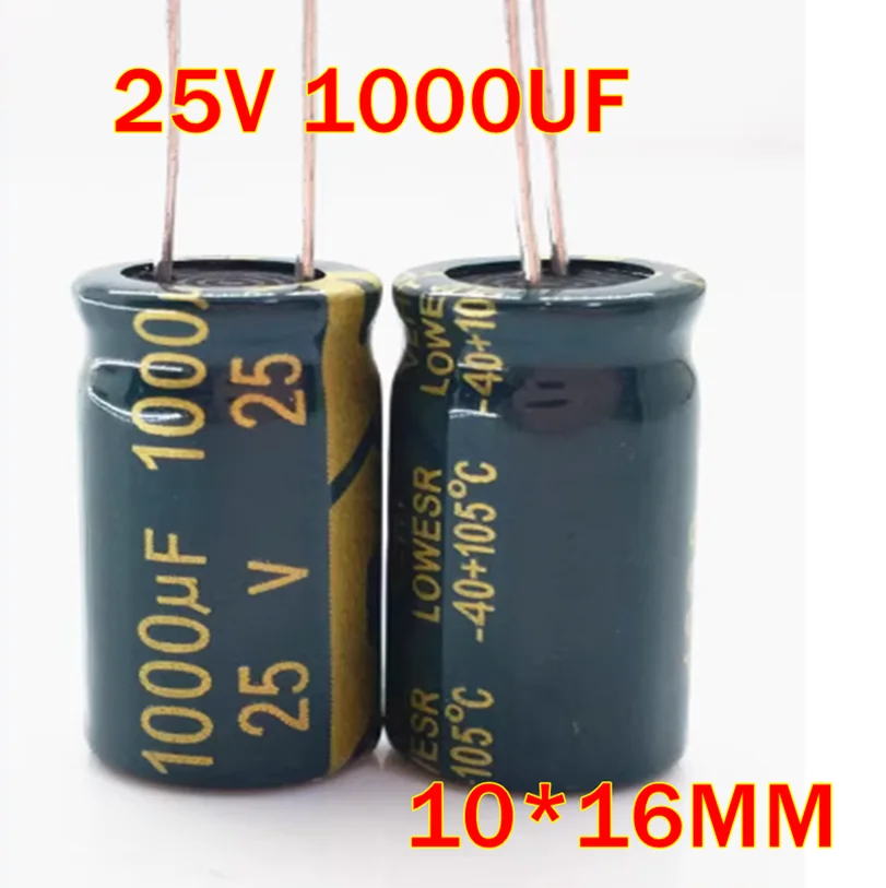 

50PCS 25V 1000UF 1000U high-frequency low resistance LCD power supply aluminum electrolytic capacitor volume 10*16MM