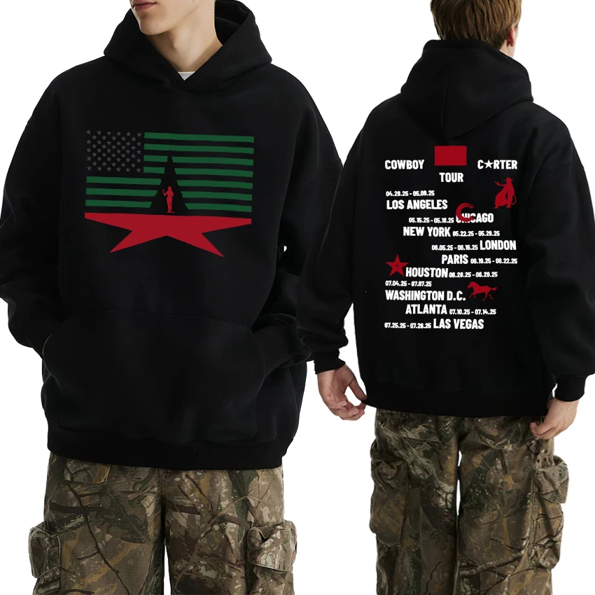 

Beyonce Cowboy Carter Tour Graphic Hoodie Double Sided Print Autumn Winter Fleece Men Women Long sleeve Casual Sweatshirt Unisex