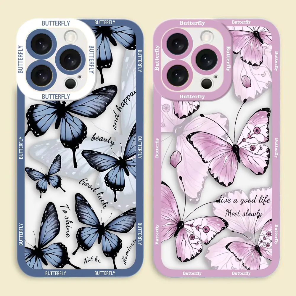 

Butterfly Flowers Clear Phone Case For Samsung Galaxy S26 S25 S24 S23 S22 S21 S20 FE S10 PLUS S30 S11 S11E ULTRA EDGE Case Cover