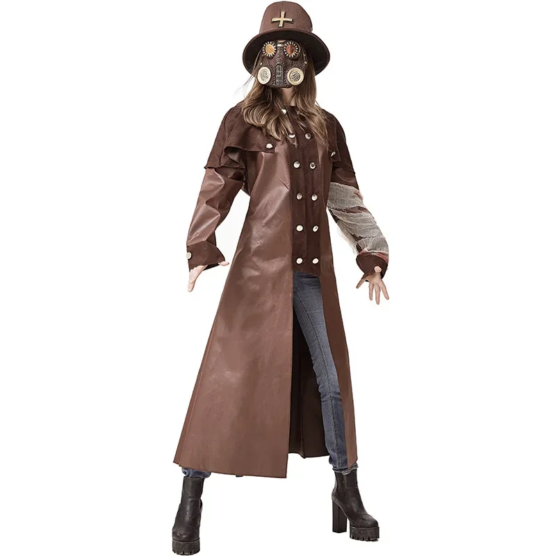 Costume de Médecin de la Pandémie avec Masque Steam Punk, Déguisement d'Halloween avec Bec d'Église pour Homme et Femme Adulte