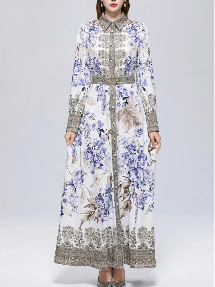 

Ретро-платье с принтом, застежкой и рукавами-фонариками, приталенное, новая модная женская весенняя одежда 2026 года