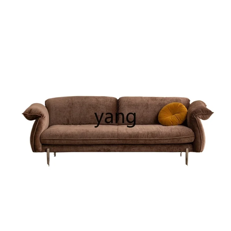 

Lh living room simple black straight row sofa first layer cowhide retro light luxury fabric sofa