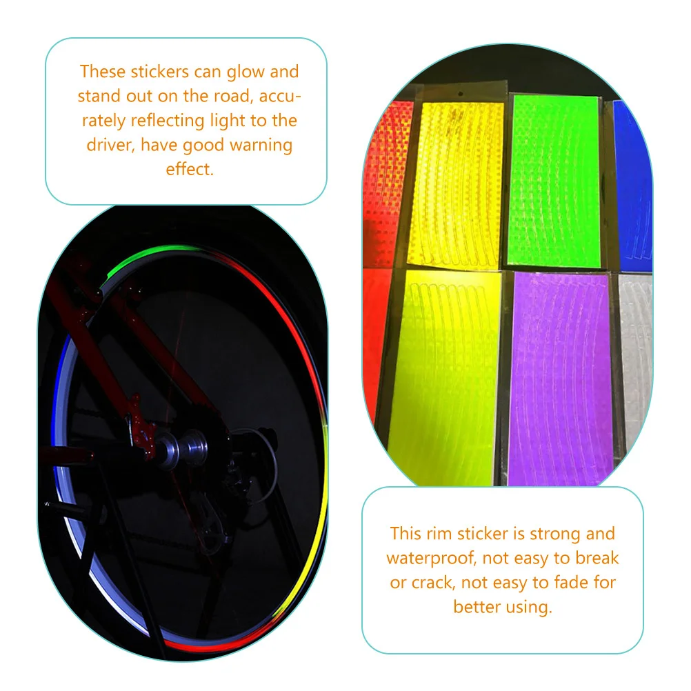

18Pcs Glow in Dark Bike Wheel Rim Stickers Waterproof Reflective Decals for Car Tires Motorbike Safety Warning