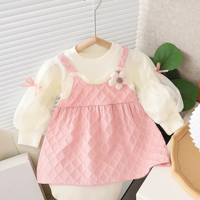 

Baby Girl Clothes Children Cute Puff Sleeves Princess Dress Spring Autumn New Kids Wedding Birthday Party Clothing 2-6 Years