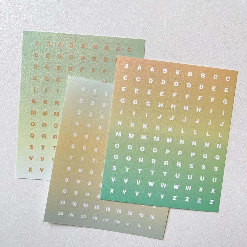 15pcs Gradient Number Letter Laser Sticker Korean Album Hand Account Star Decoration Stationery Sticker Journaling Stationery