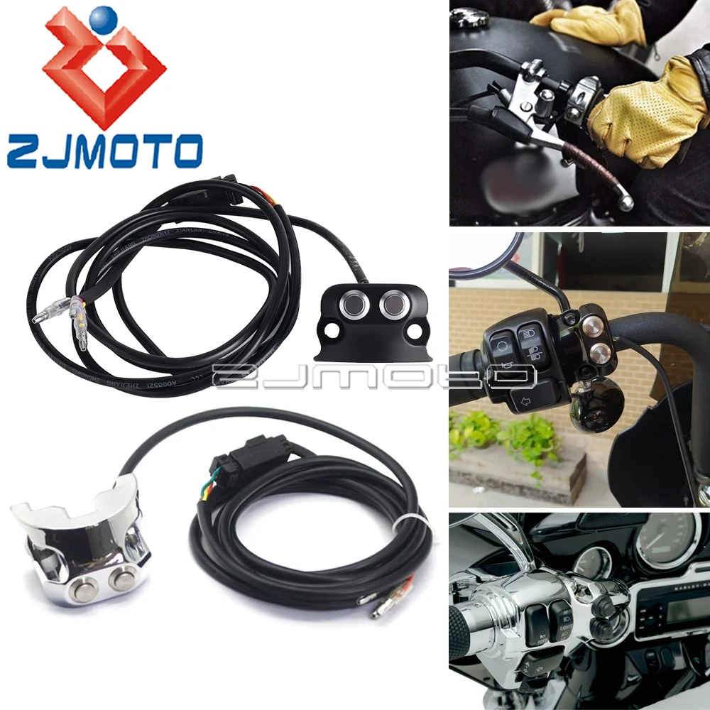 

3 Wiring Harness 1'' Motorcycle Handlebar Mounted Air Ride Control Switches 25mm For Harley XL 1200 883 48 Dyna V-Rod Sportster