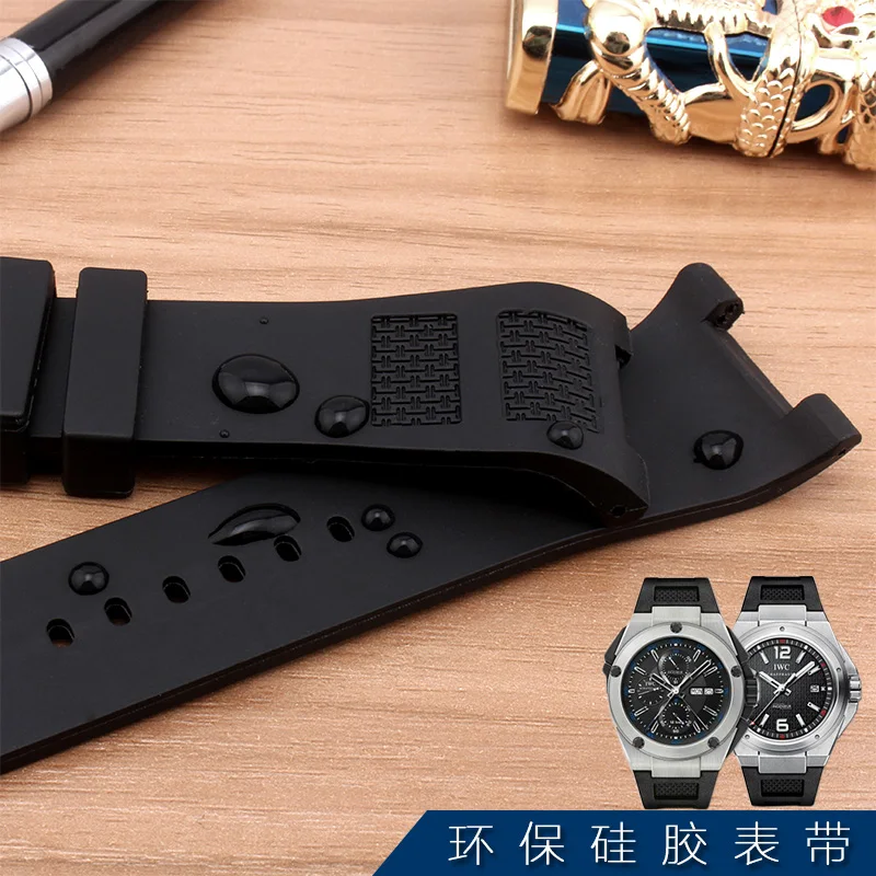 Silicone Watch Strap for IWC Engineer 322503 323601 Waterproof Sweat-Proof Soft Comfortable Notch Rubber Watch Band 30.16mm