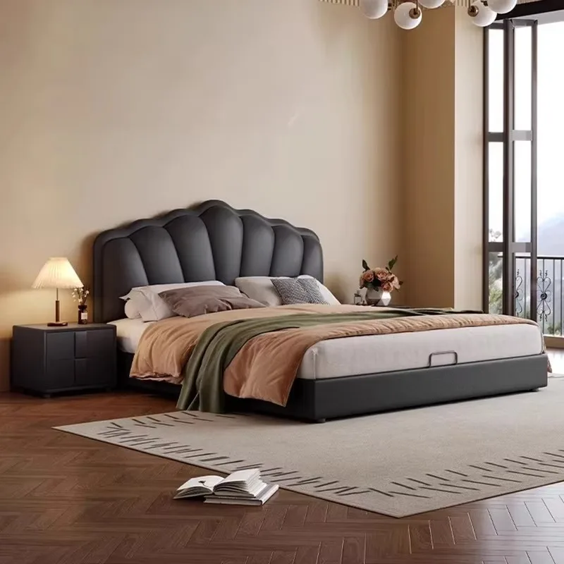 

Black Nordic Double Bed Royal Wood Storage Platform Headboard Double Bed Modern Design Cama Matrimonio Furniture For Bedroom