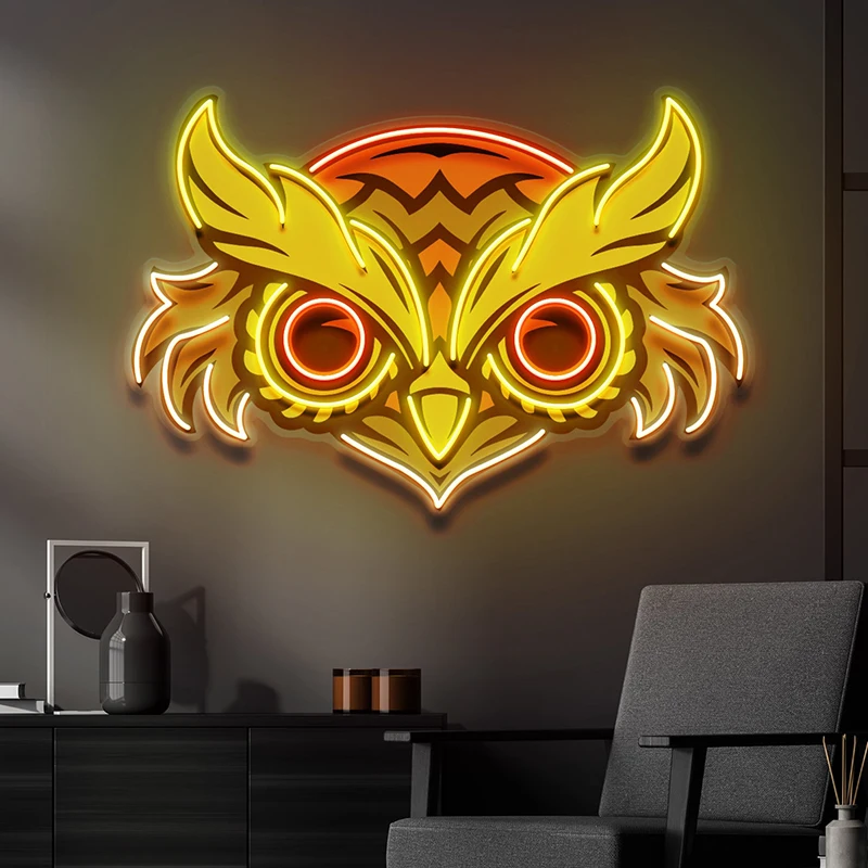 

Brown Owl Neon Sign Custom Living Room Bedroom Home Wall Art Decor Led Neon Light Signs Animals UV Printing Lights Lamp