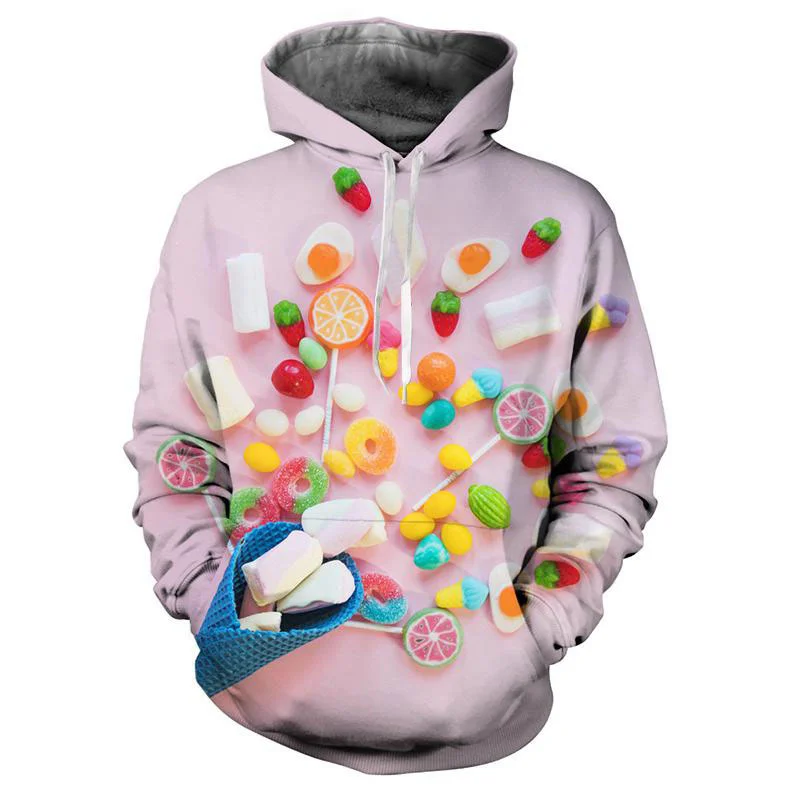 Candy Lollipop 3D Printed Hoodie For Men Fashion Women Long Sleeves Pullovers Oversized Spring Autumn Sweatshirt Kids Hoodies