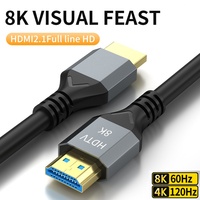 8K HDMI 2.1 Cable  4K@120Hz 8K@60Hz 48Gbps Adapter For EARC ARC HDCP Ultra High Speed Video Cable PC Laptop Projector HD TV