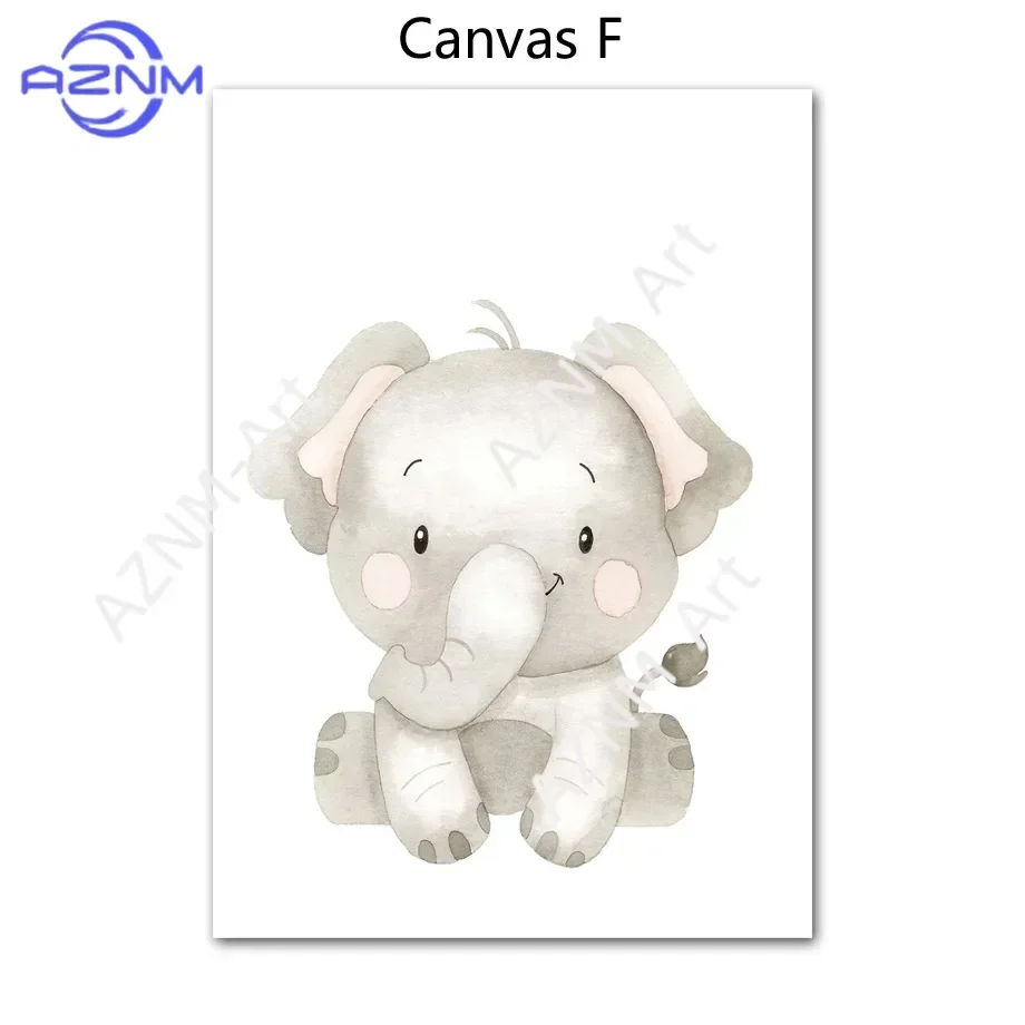 1Pc/6Pcs Giraffe Zebra Hippo Monkey Lion Elephant Nursery Wall Art Print Canvas Painting Nordic Poster Wall Baby Kids Home Decor