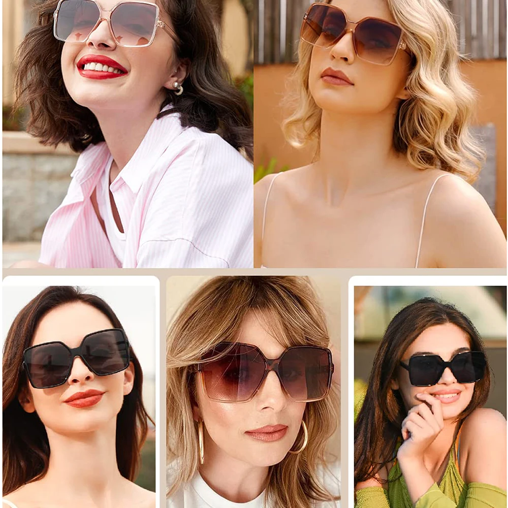 1 قطعة نظارات مربعة عصرية كبيرة الحجم للحماية من الأشعة فوق البنفسجية على شكل عين القطة نظارات شمسية مربعة ظلال عصرية للاستخدام اليومي #6