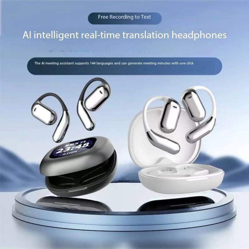 New Q16 Intelligent AI Translation Earphones for Business Meetings Multi Language Overseas Travel Wireless Bluetooth Headphones