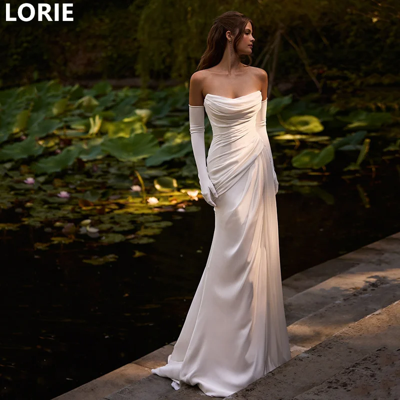 

LORIE Elegant Mermaid Wedding Dresses Strapless Soft Tulle Bridal Gowns Sleeveless Vintage Country Wedding Gown Customized