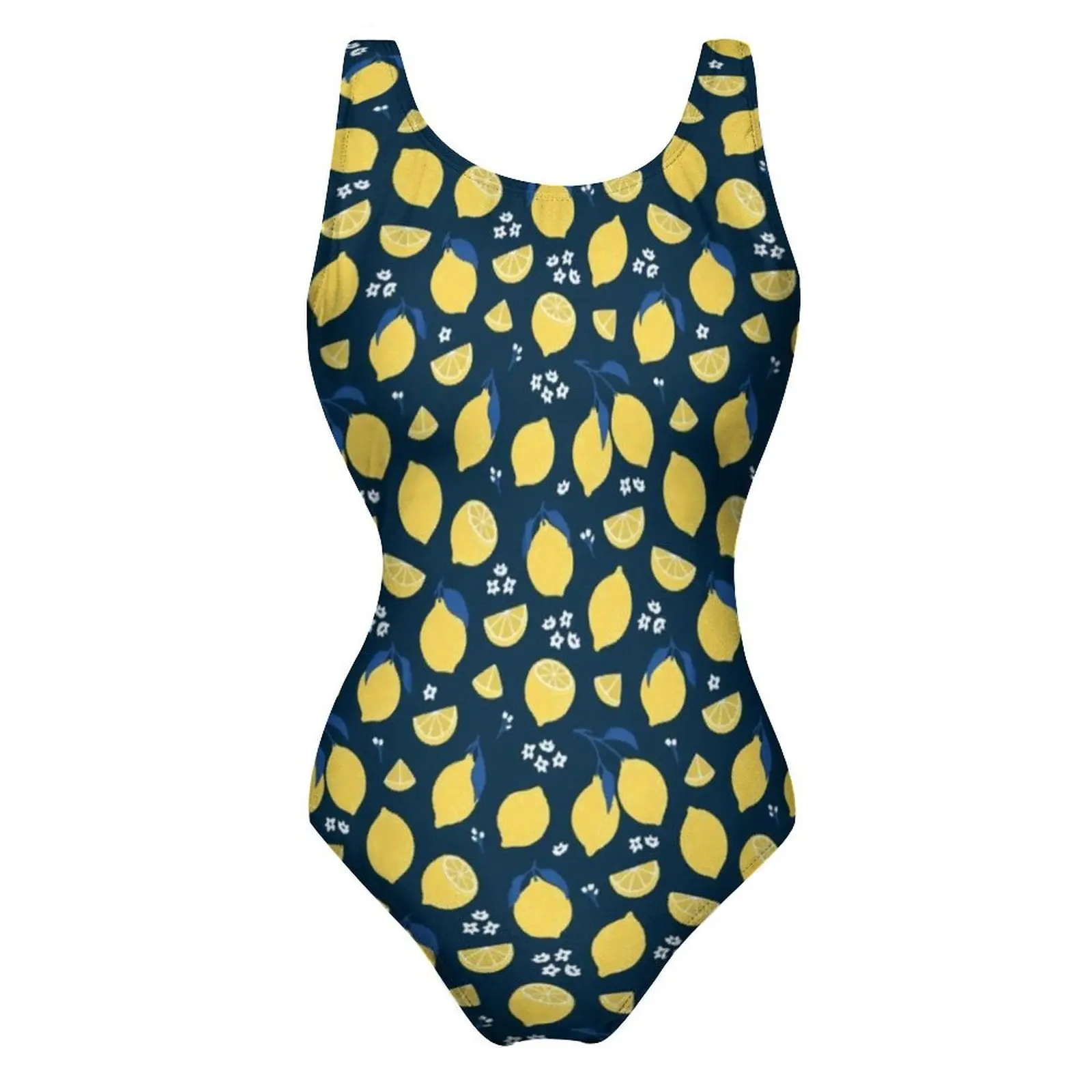 Yellow Fruit Print Swimsuit Lemon Push Up Swimwear One Piece Holiday Surf Bathing Suits Bodysuit Graphic Beach Outfits Plus Size