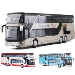 Brinquedo SETRA-Bus para crianças, modelo metálico fundido, miniatura puxada, luz de som, coleção educacional, presente para crianças, menino, 1:50