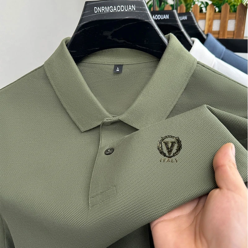 العلامة التجارية الفاخرة قميص بولو رجالي التلبيب إلكتروني طباعة قصيرة الأكمام 100 القطن تي شيرت الصيف جديد كلاسيكي موضة الاتجاه ملابس للرجال #6