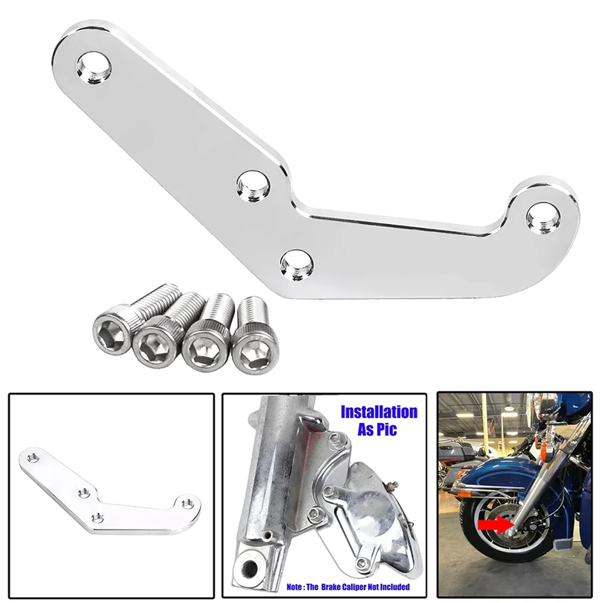 4-Piston Front Brake Caliper Bracket Adapter for Harley 84-99 Touring Softail