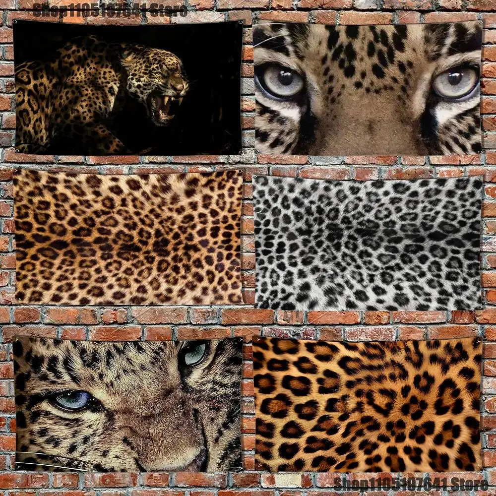 

Wild Animals Leopard Print Flag Tapestry Banner For Bedroom Outdoor Living Room Restaurant Bar Wall Decor Party